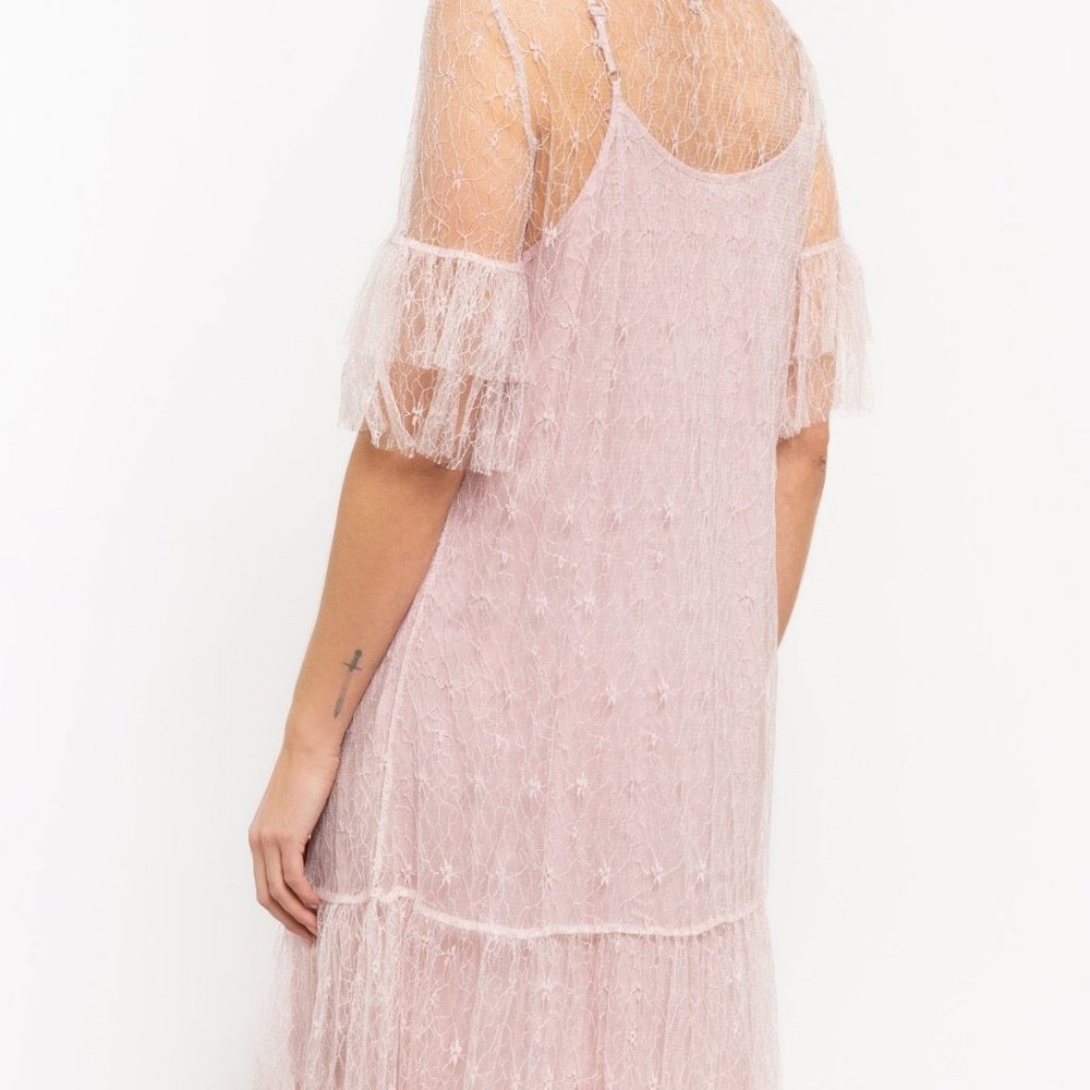 NWT POL Pretty in Pink Lace Lined Dress Large - Picture 6 of 6